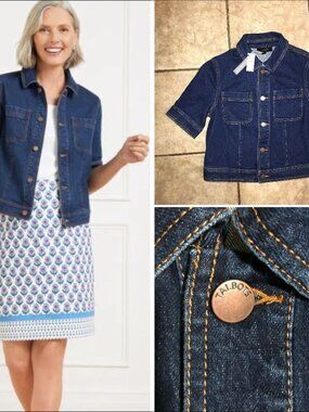 Women's Talbots Denim Short Sleeve Jacket-Size: S